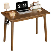 Solid Wood Desk with Drawers 40 Inch Mid Century Modern