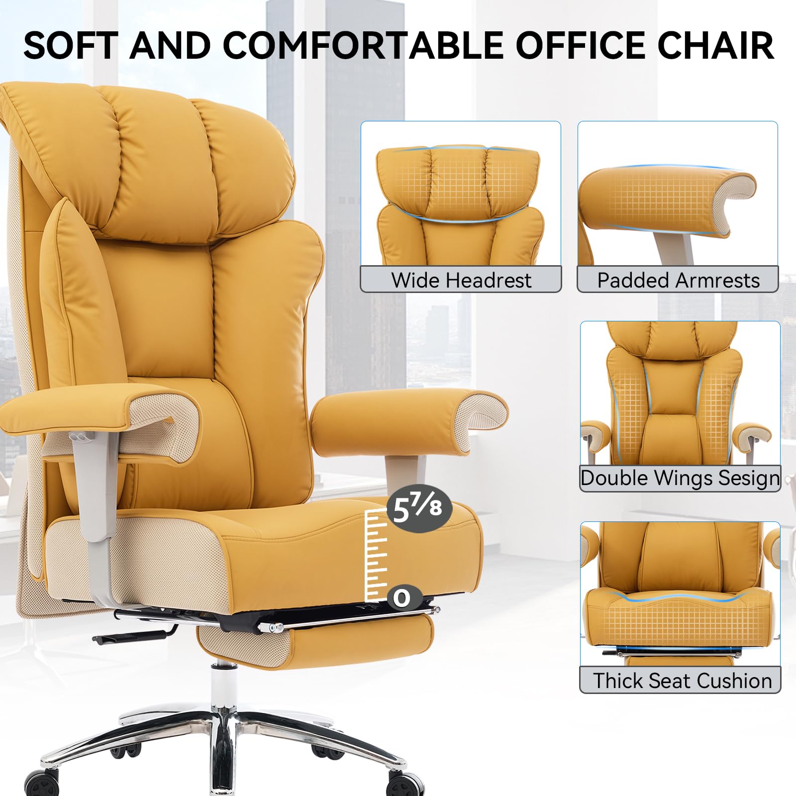 Heavy Duty Executive Office Chair with Footrest