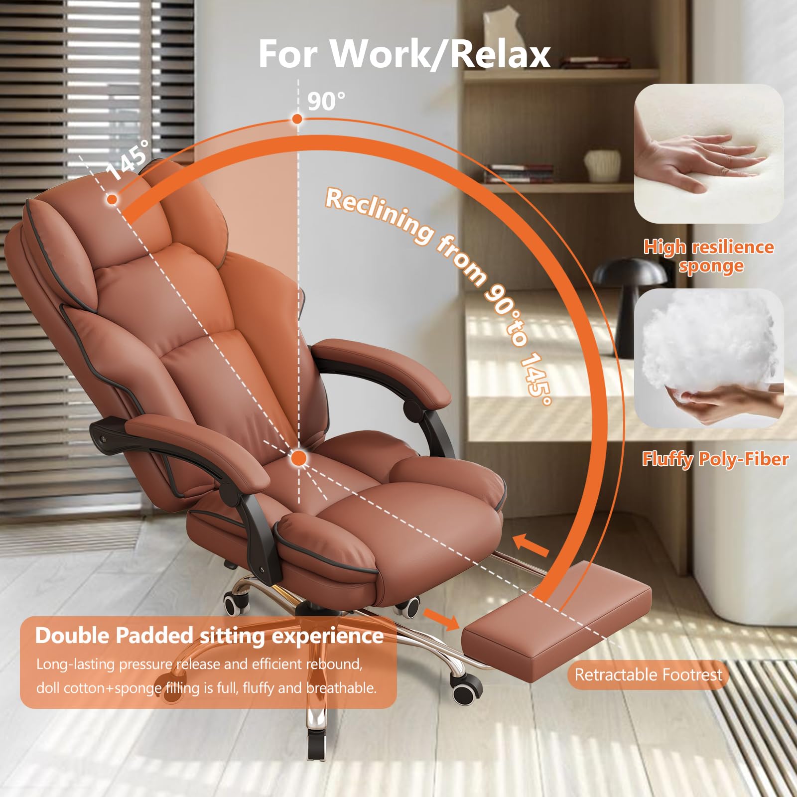 High Back Executive Office Chair with Footrest