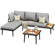 Outdoor L-Shaped Sectional Sofa Set with Coffee Table