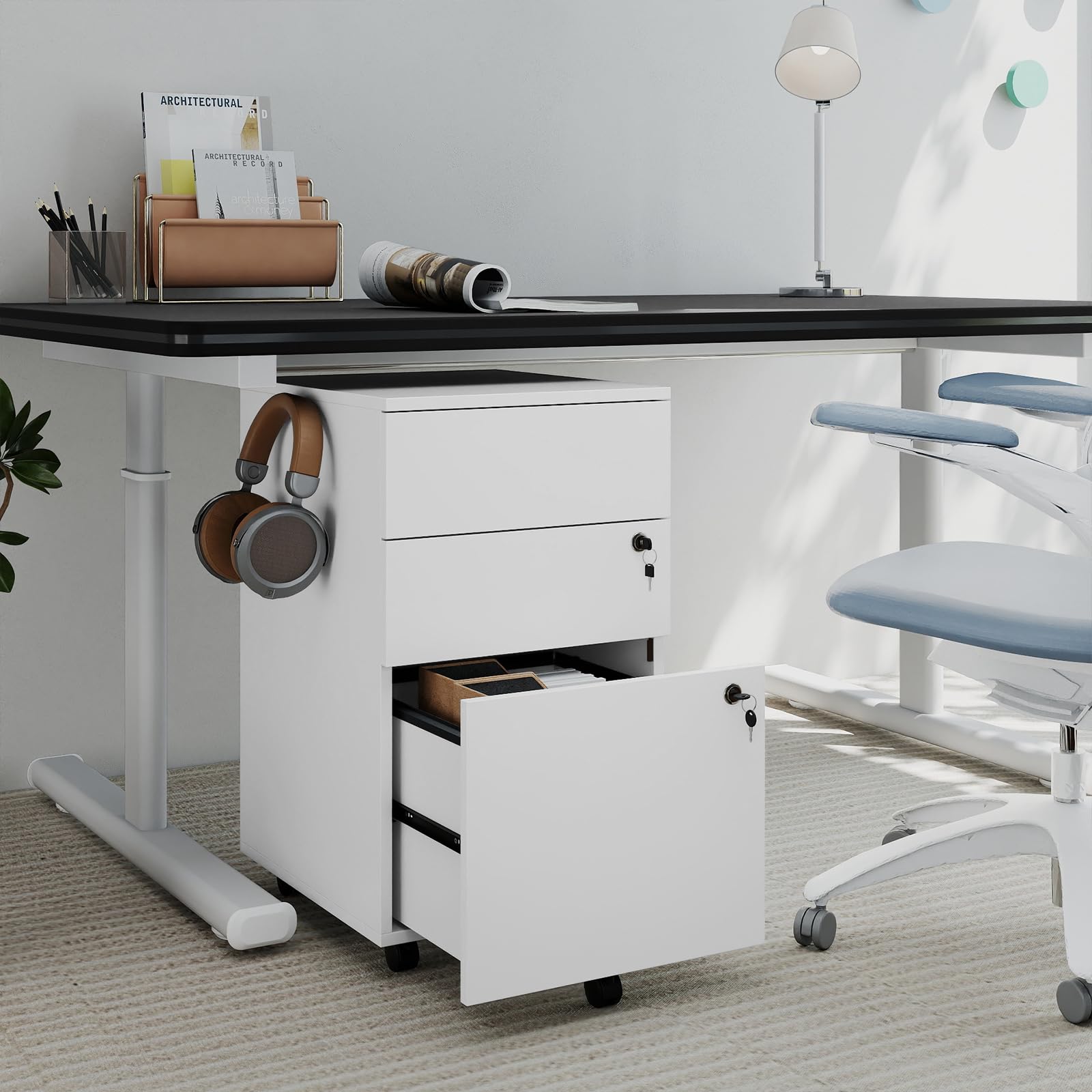 Mobile File Cabinet with 3 Drawers