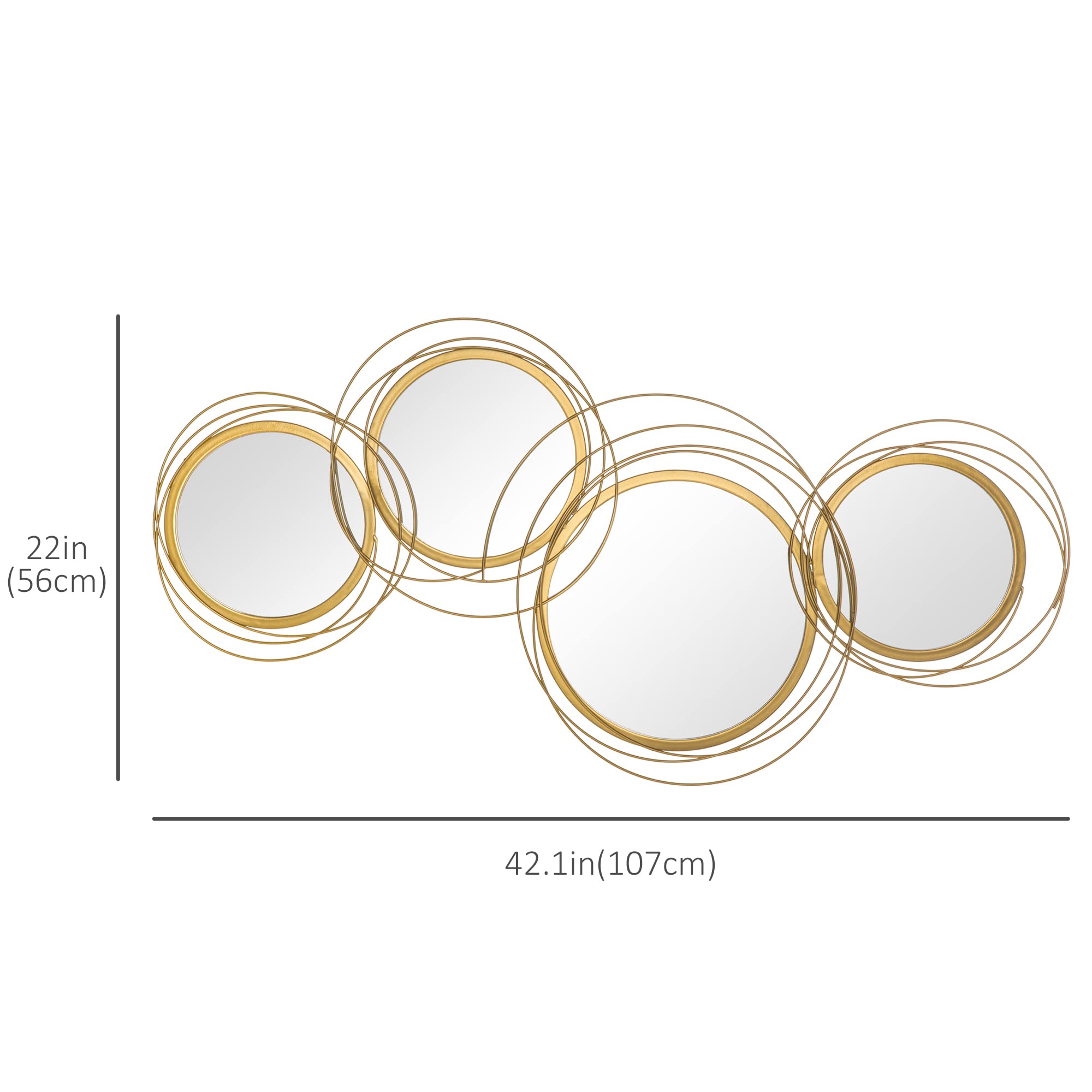 Round Metal Wall Mirror - Gold Tone