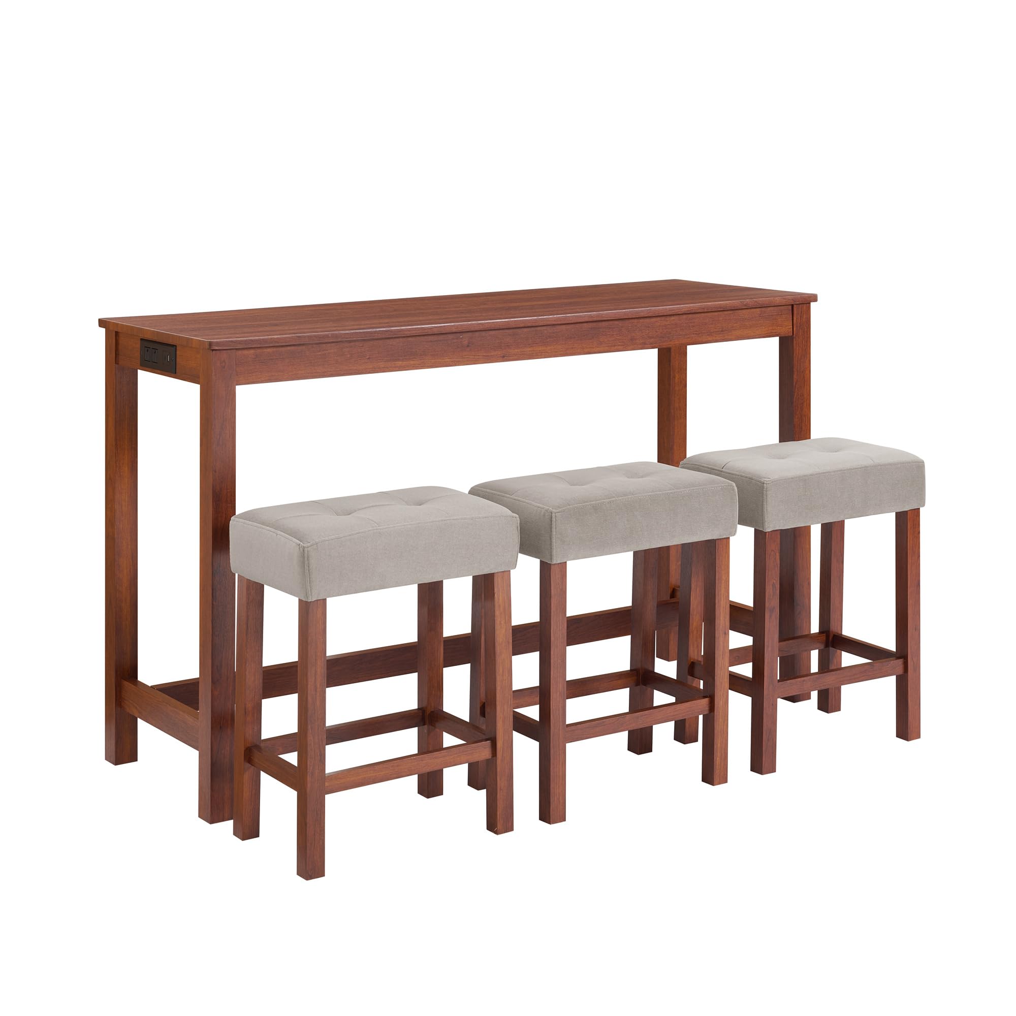 Counter Height Bar Table Set with Power Outlet