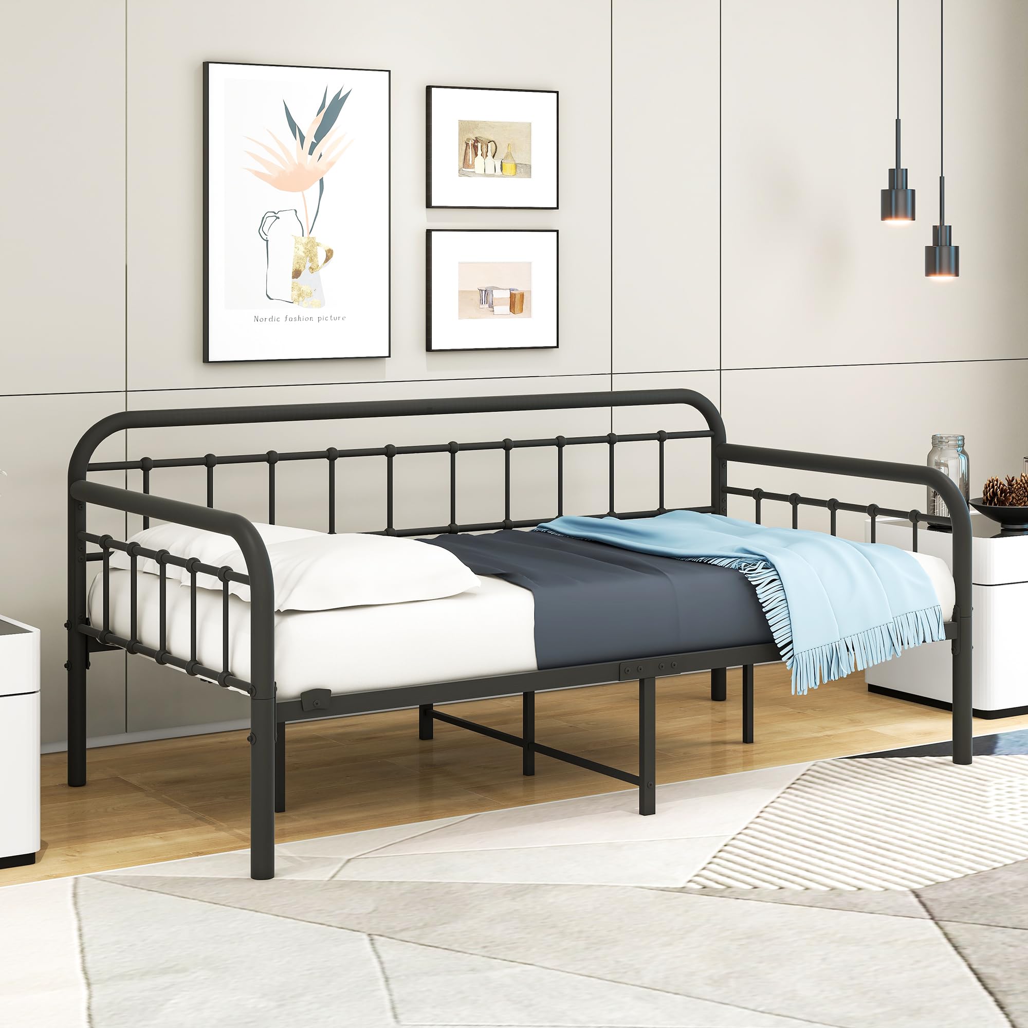 Metal Daybed Frame with Heavy Duty Slats - Twin