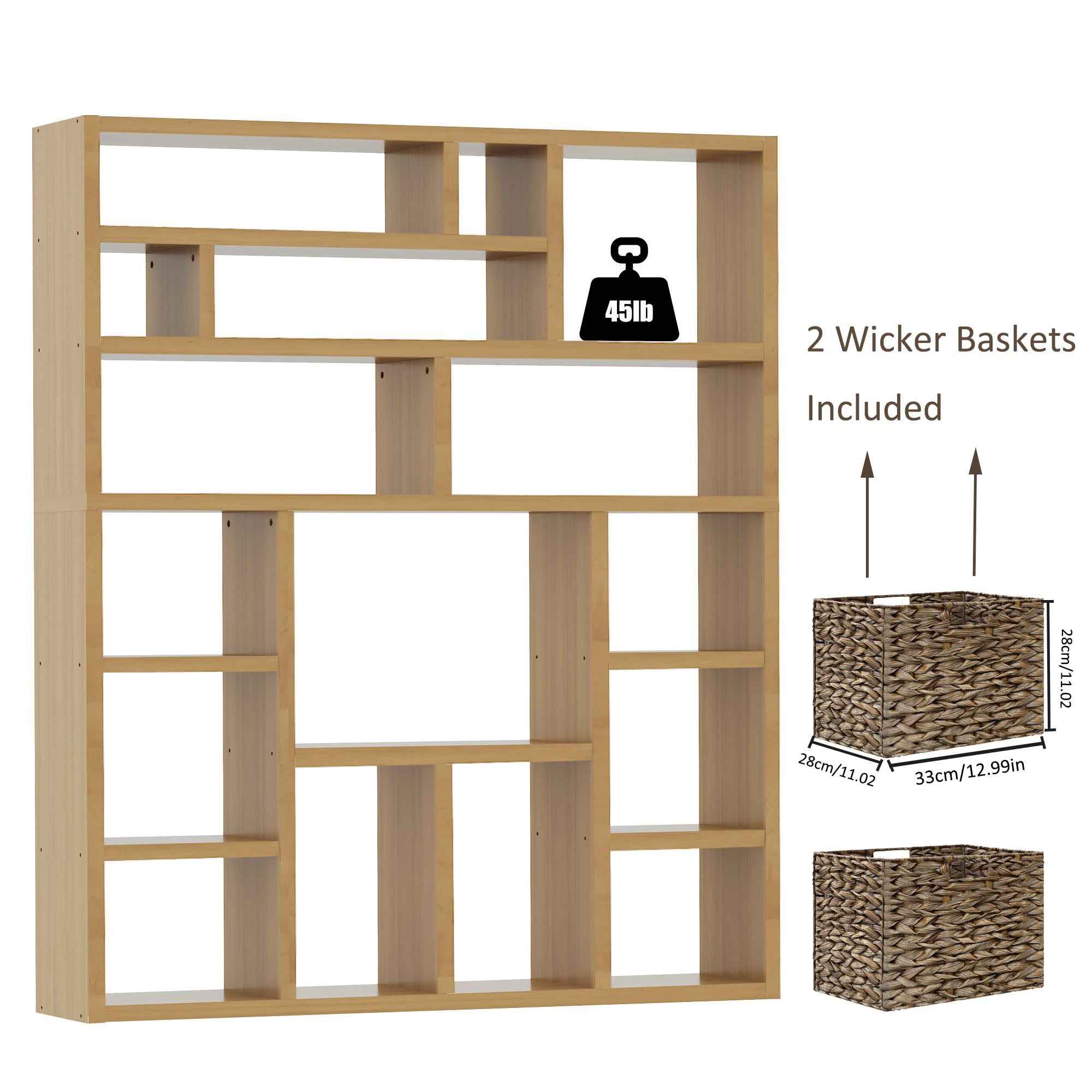 6-Tier Industrial Bookshelf with Storage Baskets