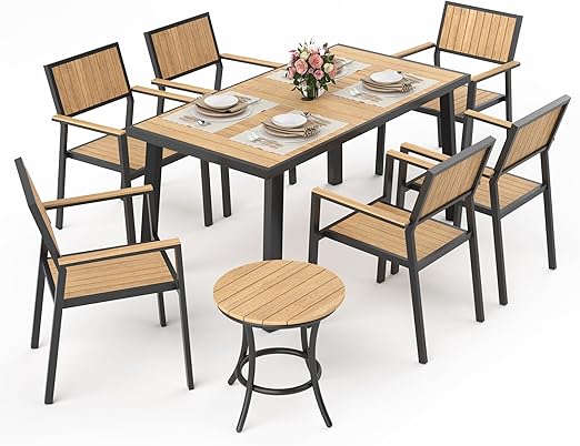 8-Piece Outdoor Aluminum Patio Dining Set with Stackable Chairs