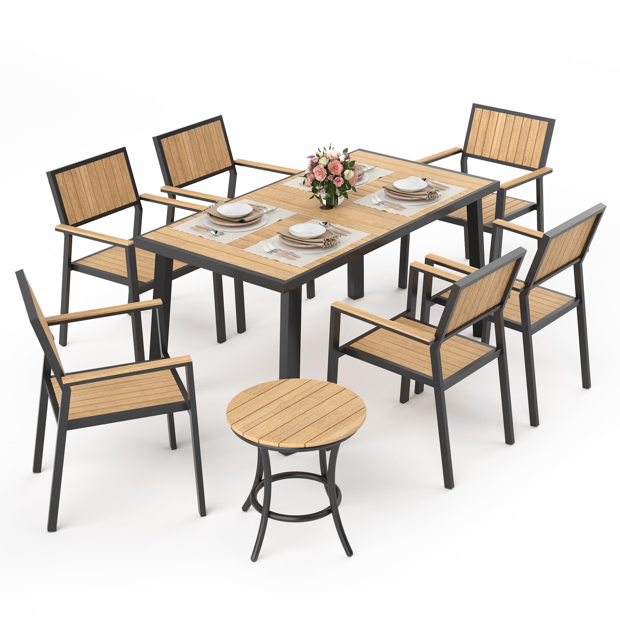 8-Piece Aluminum Patio Dining Set with Stackable Chairs