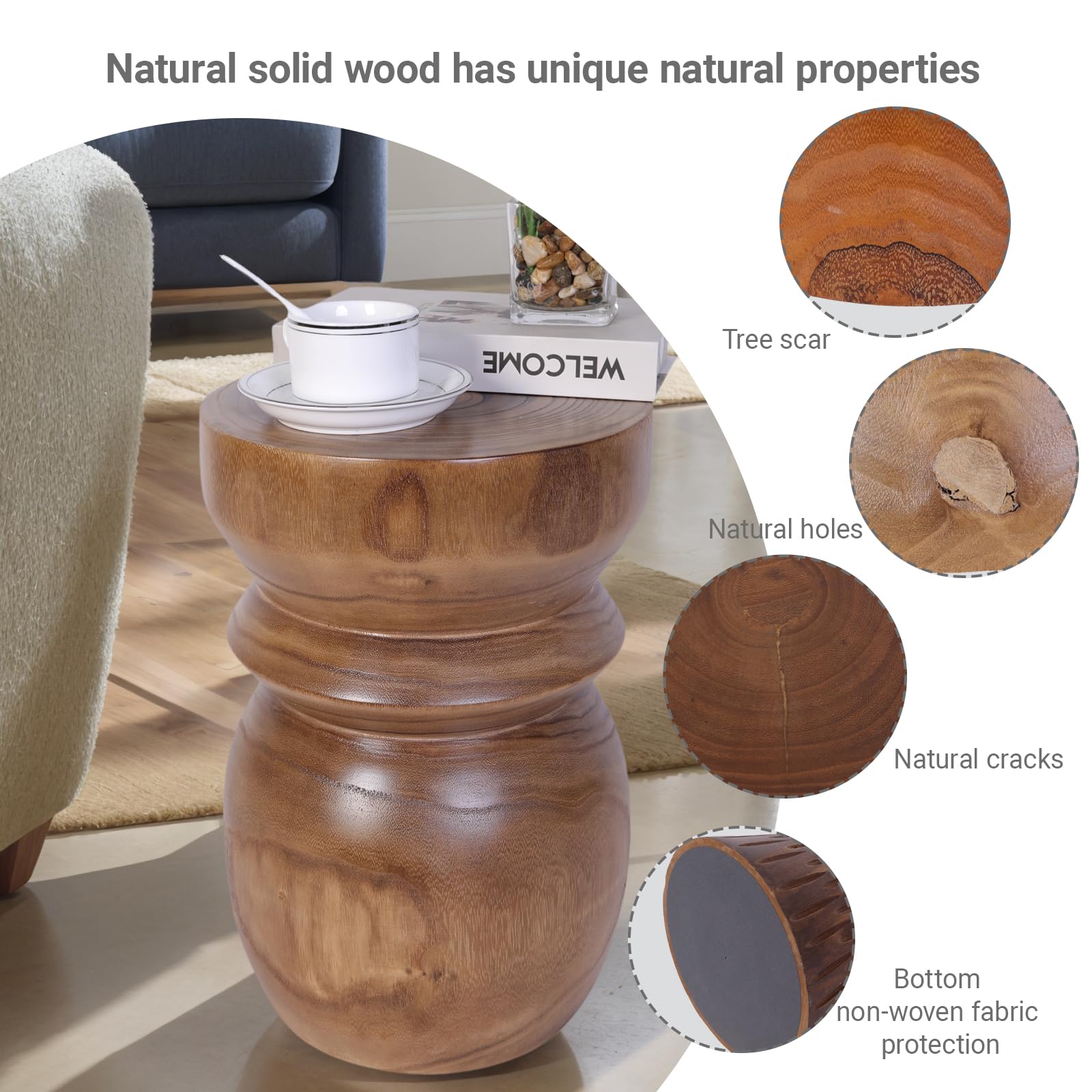 Handcrafted Tree Stump Side Table