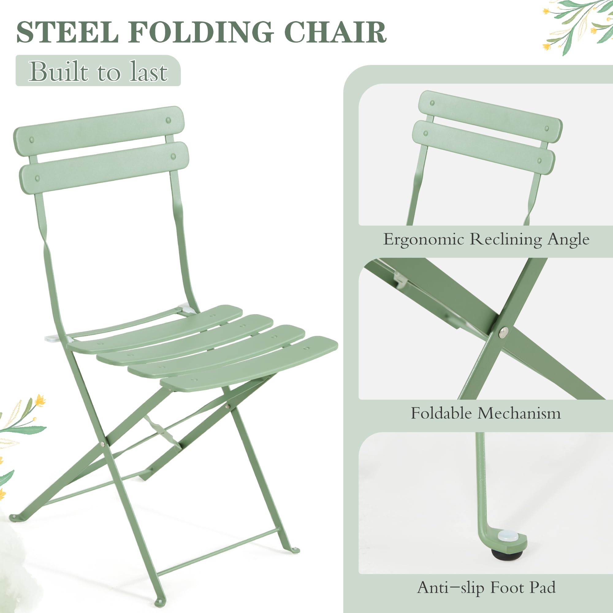 5-Piece Foldable Patio Dining Set - Rectangular Table with 4 Chairs