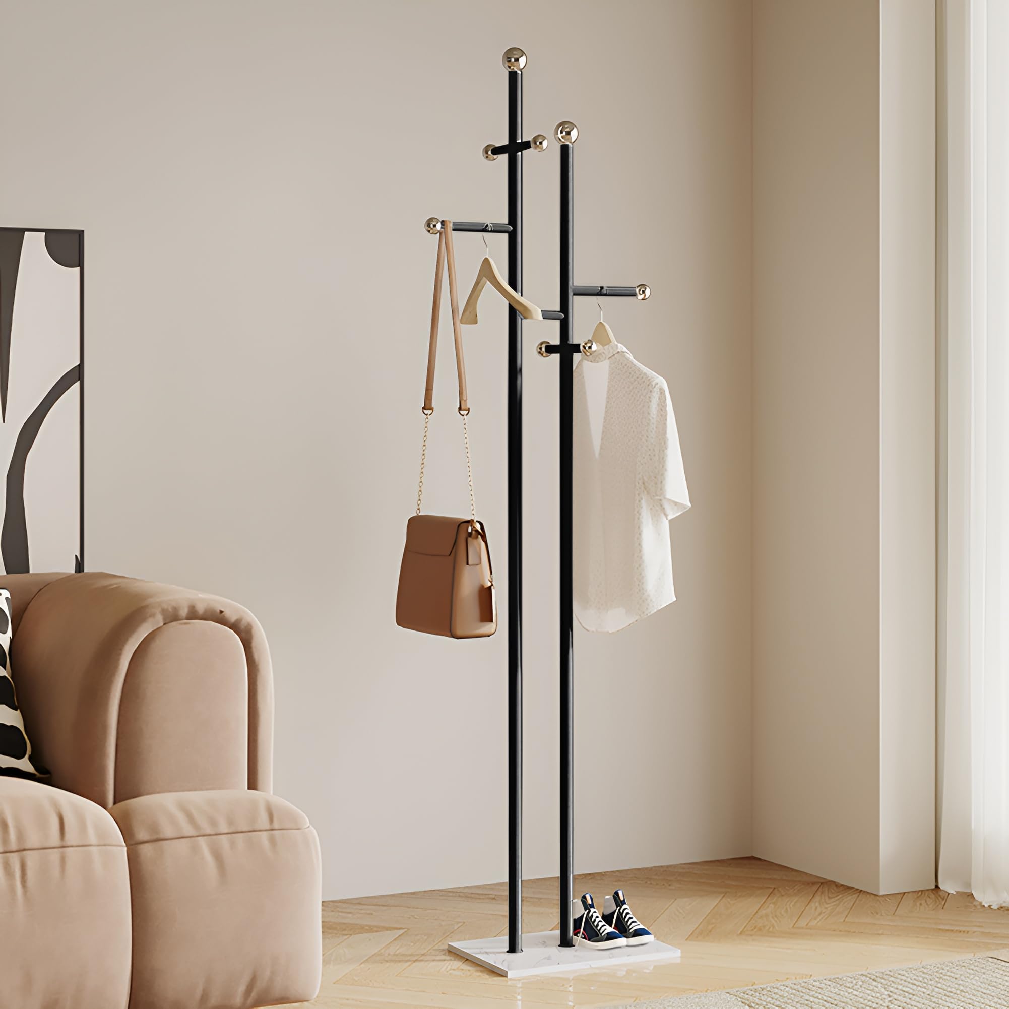 Freestanding Coat Rack with Marble Base