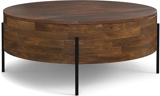 Rayburn Drum Coffee Table - 38 Inch Round Solid Mango Wood