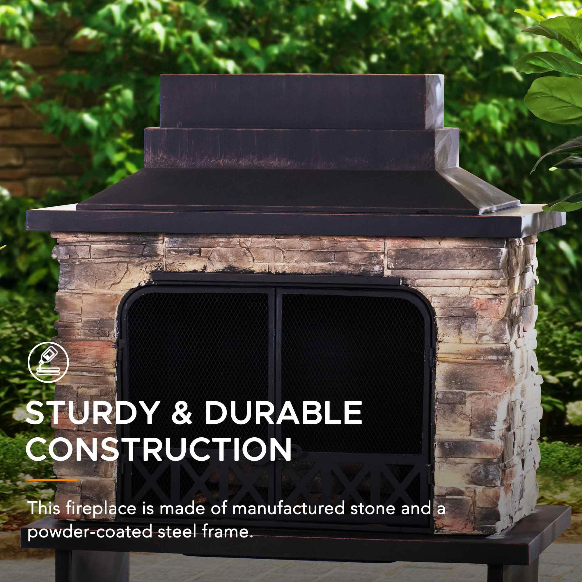 Outdoor Wood Burning Fireplace with Chimney