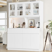 Kitchen Pantry Storage Cabinet with Glass Doors