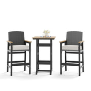 HDPE Outdoor Bar Set 3-Piece with Wicker Stools