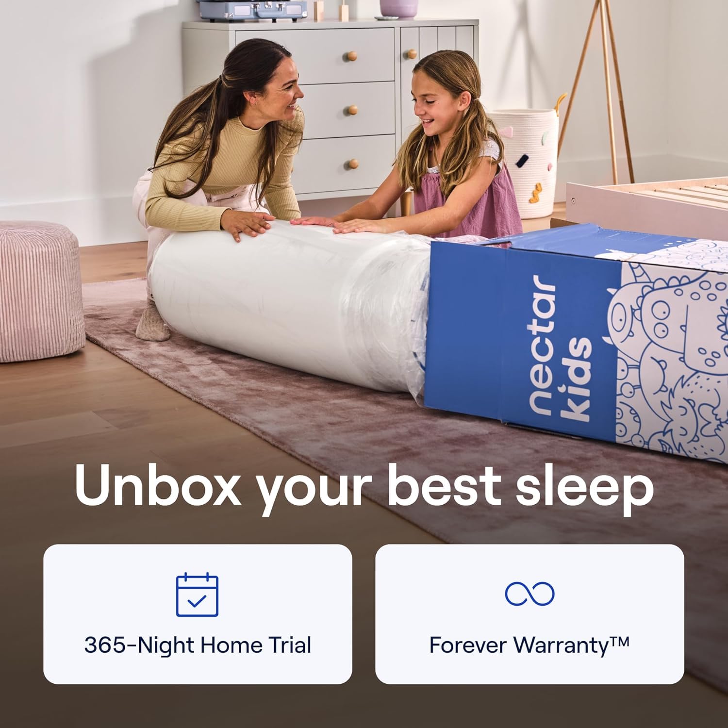 Twin Kids Mattress with Bamboo Bed Frame