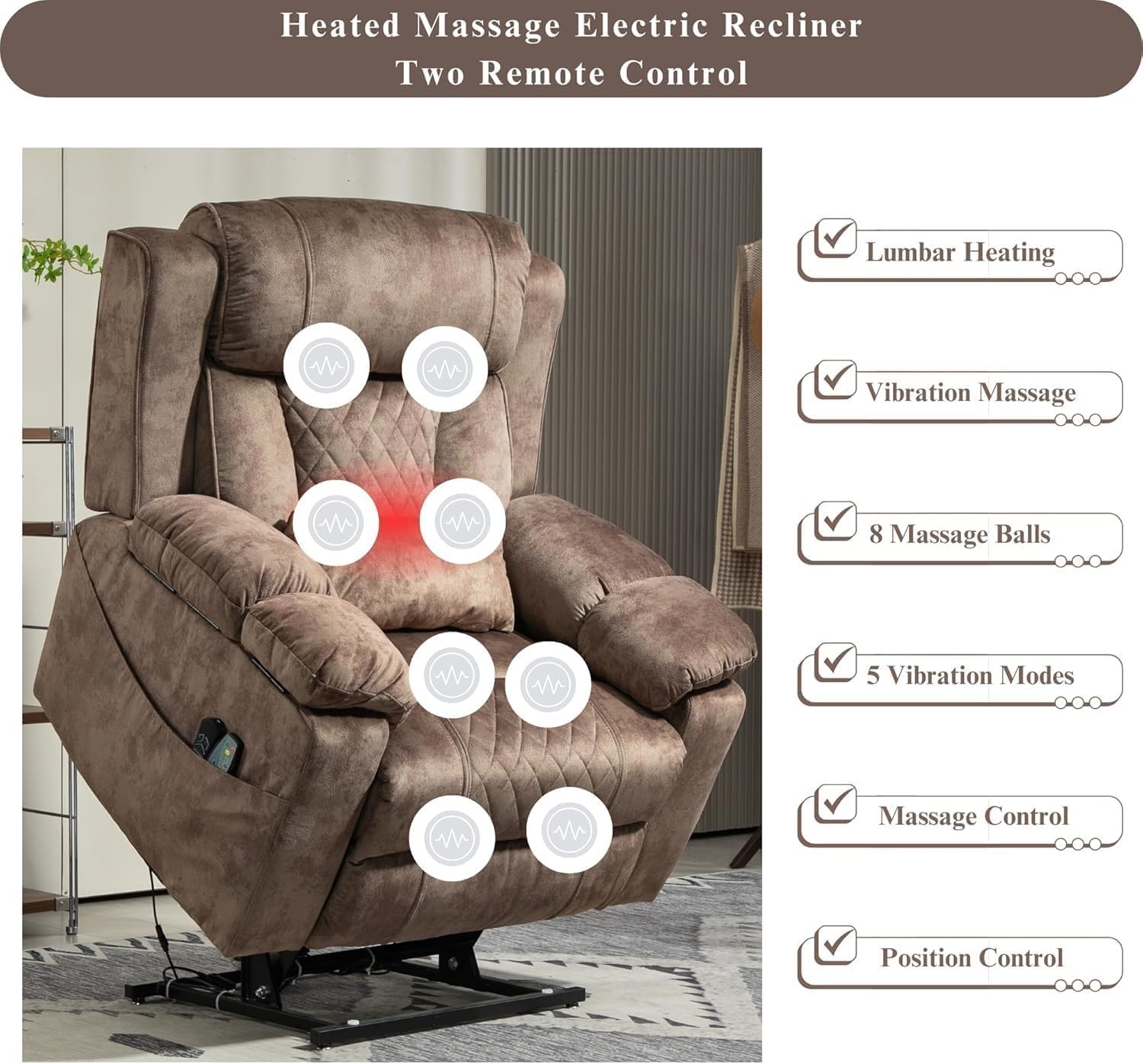 Power Lift Recliner Chair with Heat and Massage