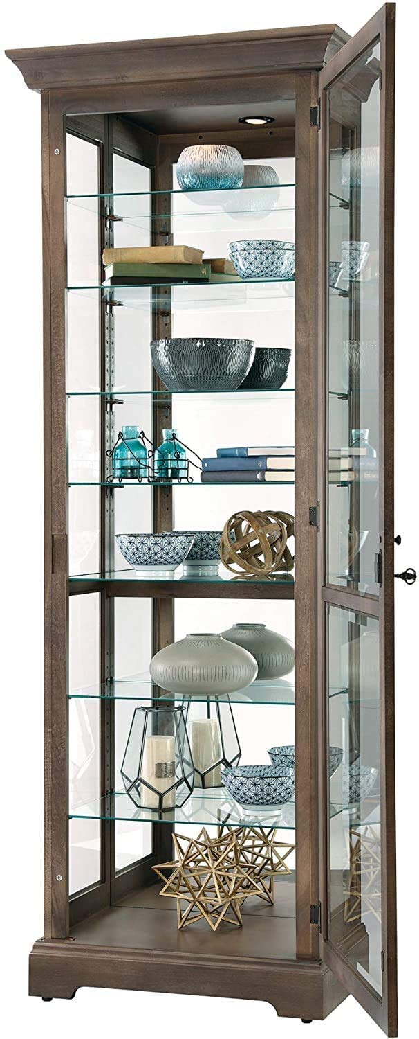 Chesterbrook V Curio Cabinet - Lighted White Display with Adjustable Glass Shelves