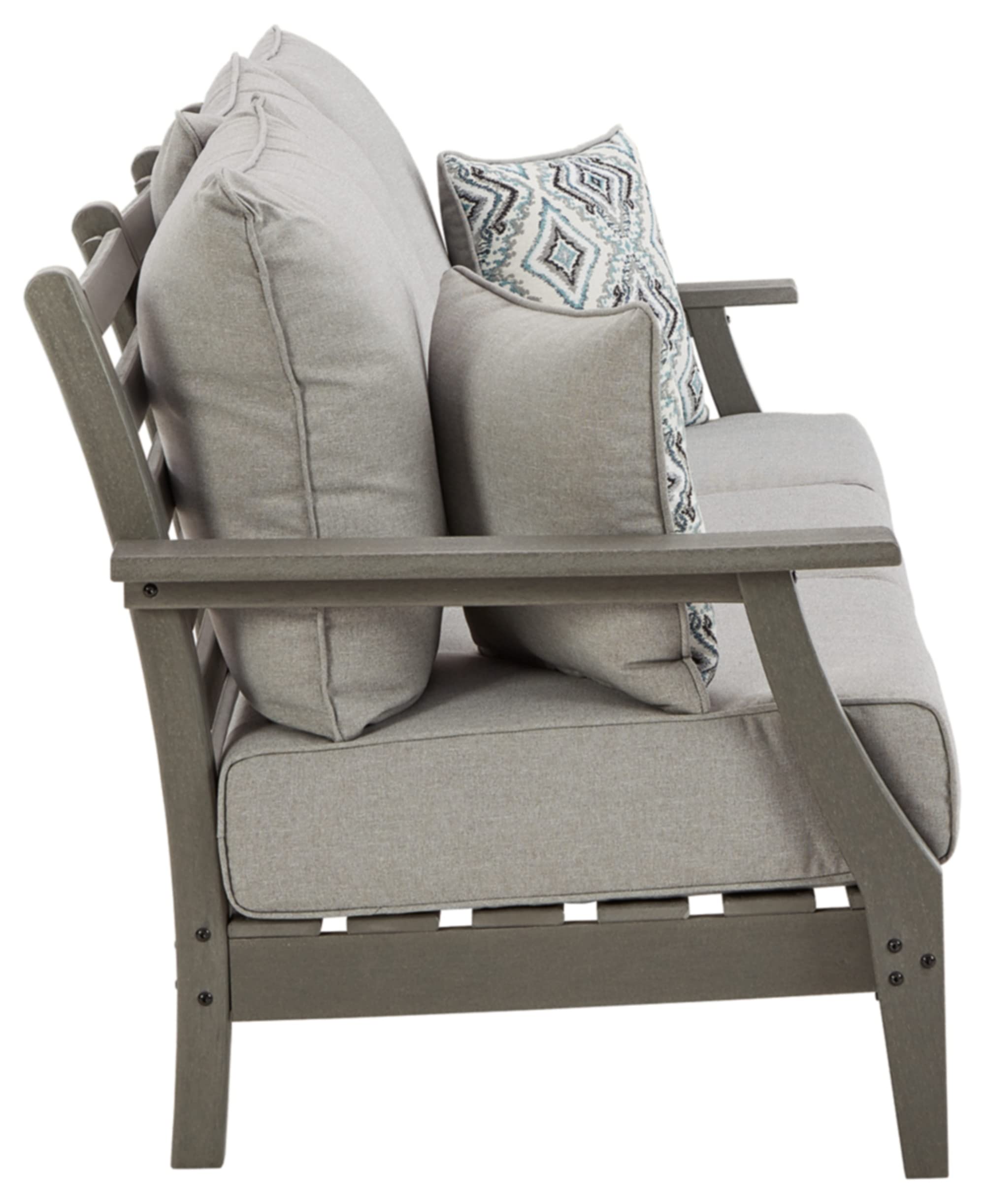 Outdoor Patio Sofa with All-Weather Cushion and 2 Throw Pillows