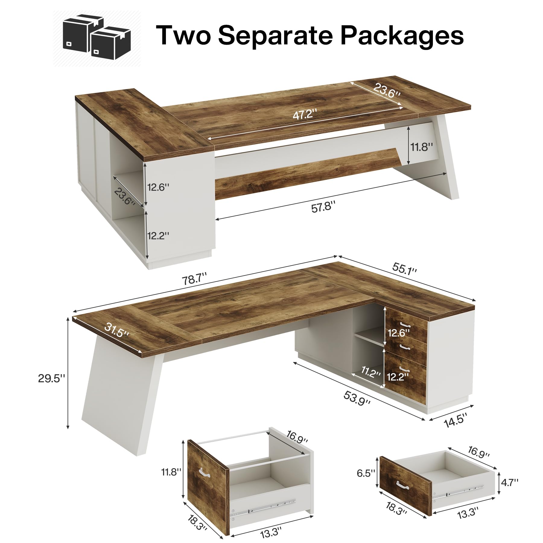 L-Shaped Executive Desk with Storage