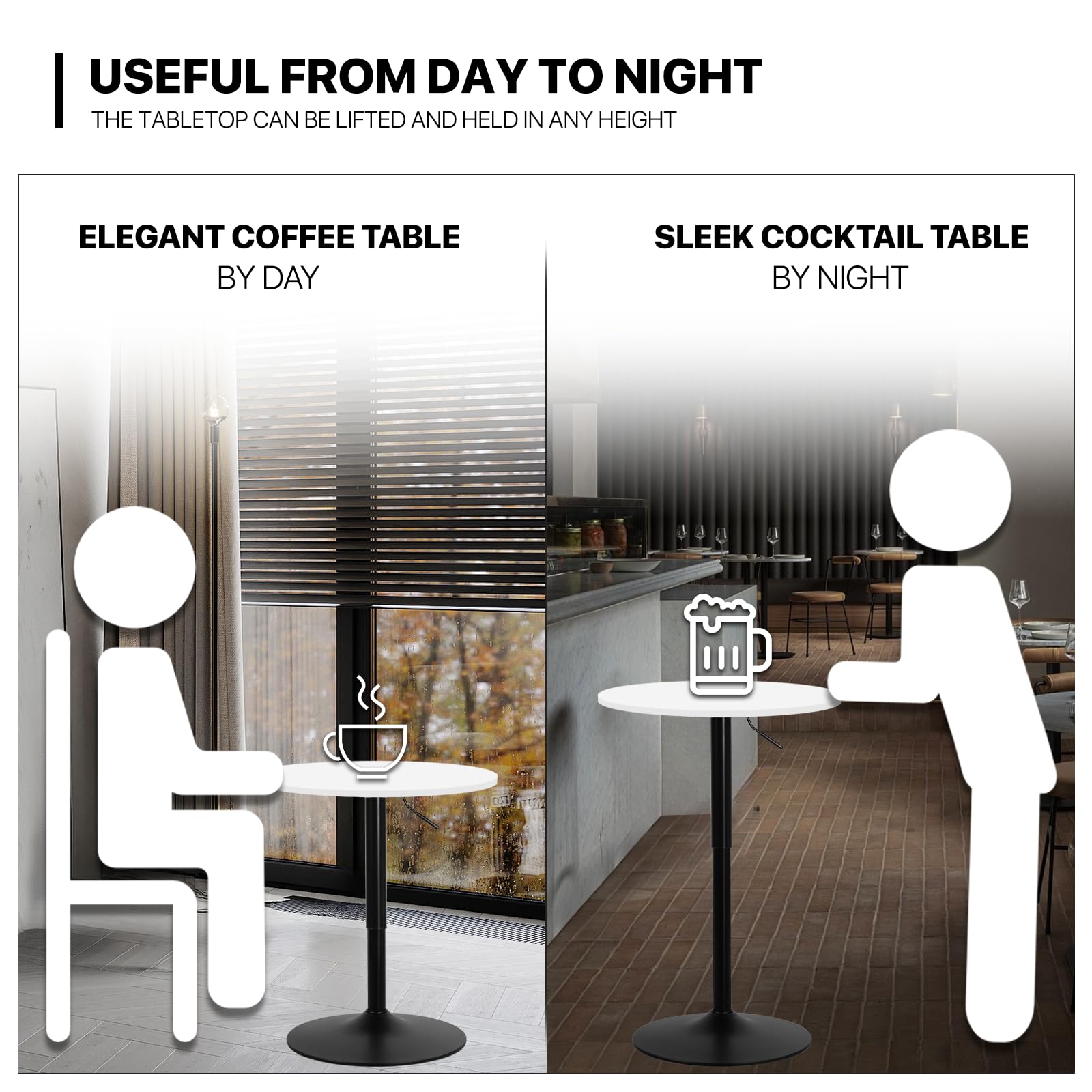 Adjustable Height Round Bar Table