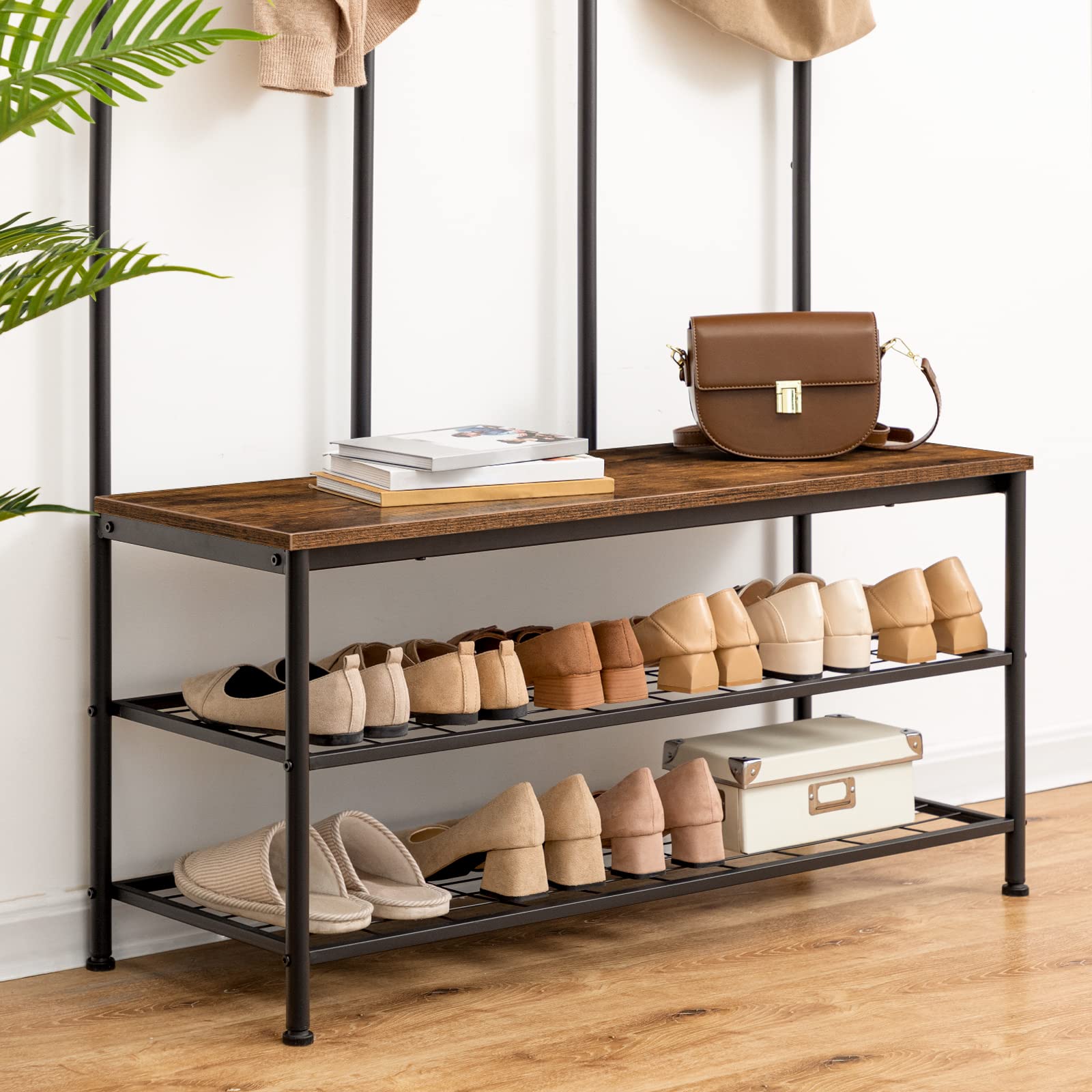 Hall Tree with Bench and Coat Rack