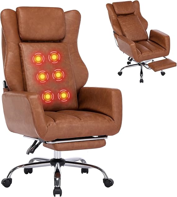 Ergonomic Office Chair with Massage and Footrest