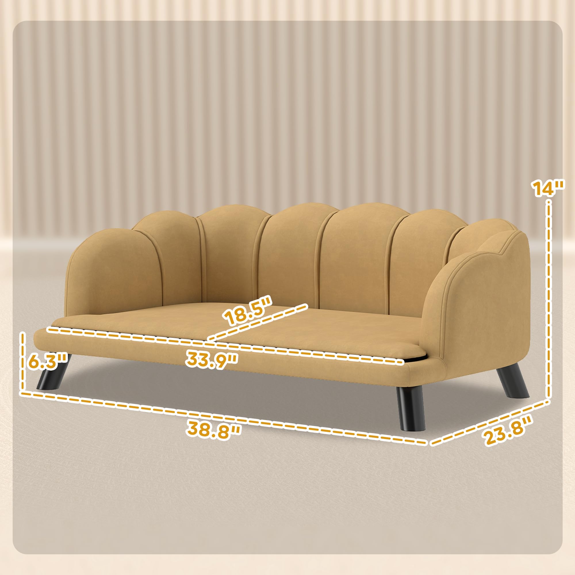 Velvet Large Dog Couch with Foam Cushion