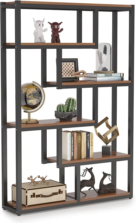 6-Tier Industrial Bookshelf White 69 Inch
