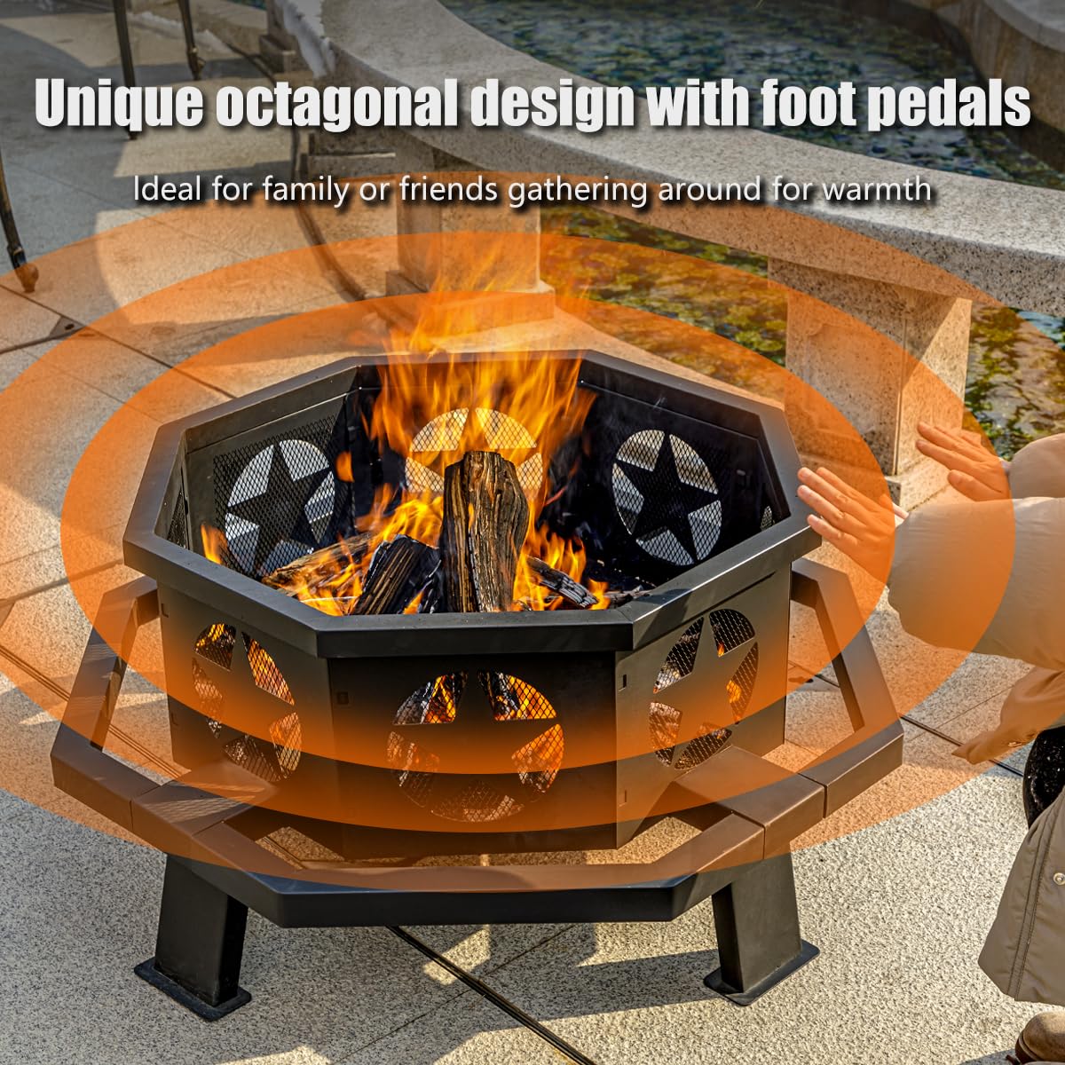 35 Inch Octagonal Wood Burning Fire Pit