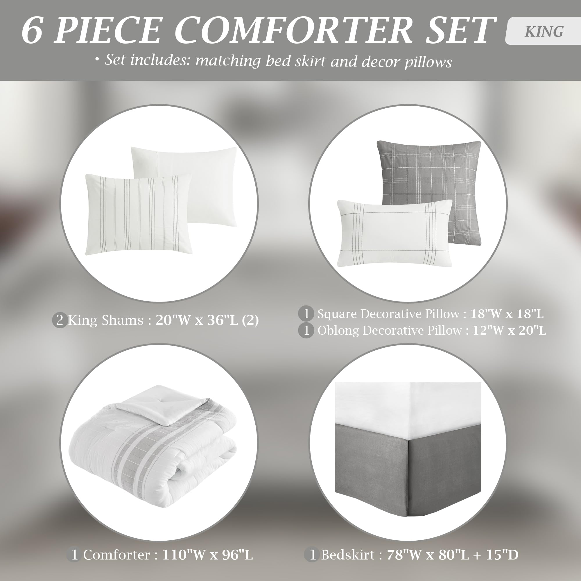Morgan Cotton Comforter Set - King Size Striped Jacquard Bedding
