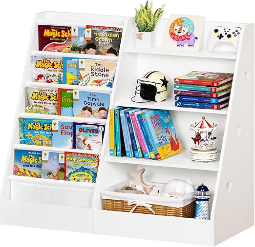 4 Tier Kids Bookshelf with Storage Organizer