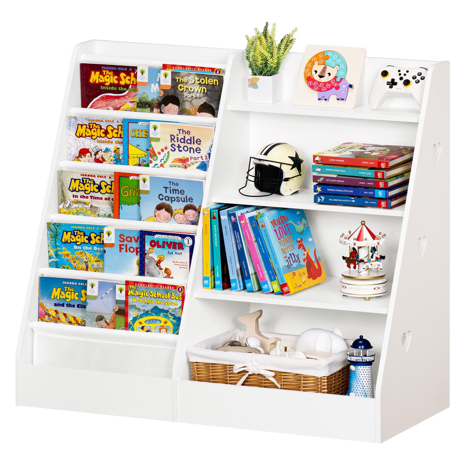 4 Tier Kids Bookshelf with Storage