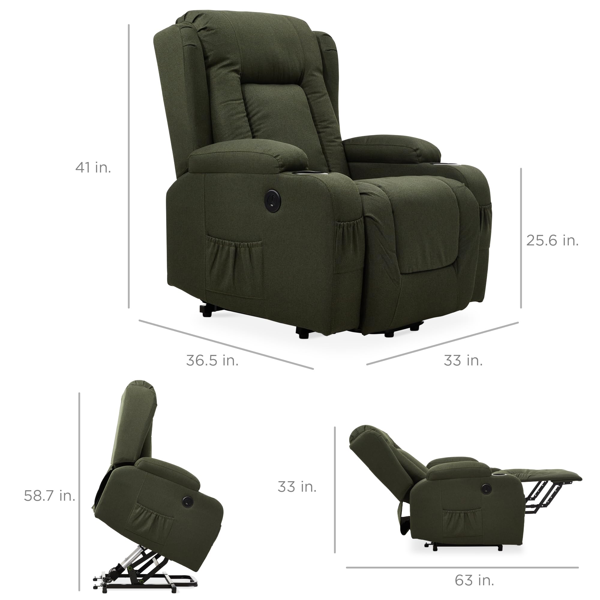 Power Lift Recliner Chair with Massage and Heat