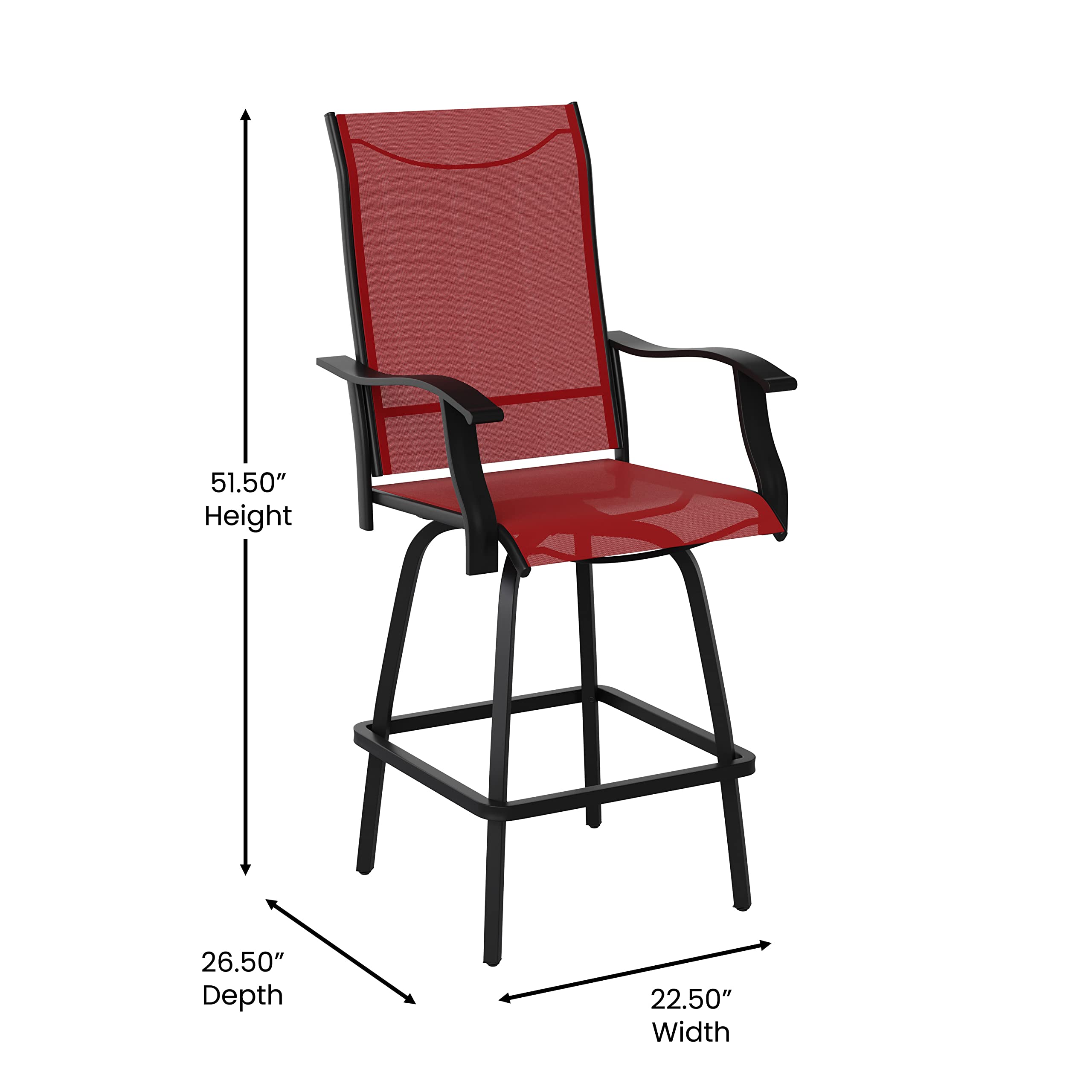 Swivel Patio Bar Stools Set of 2 Red