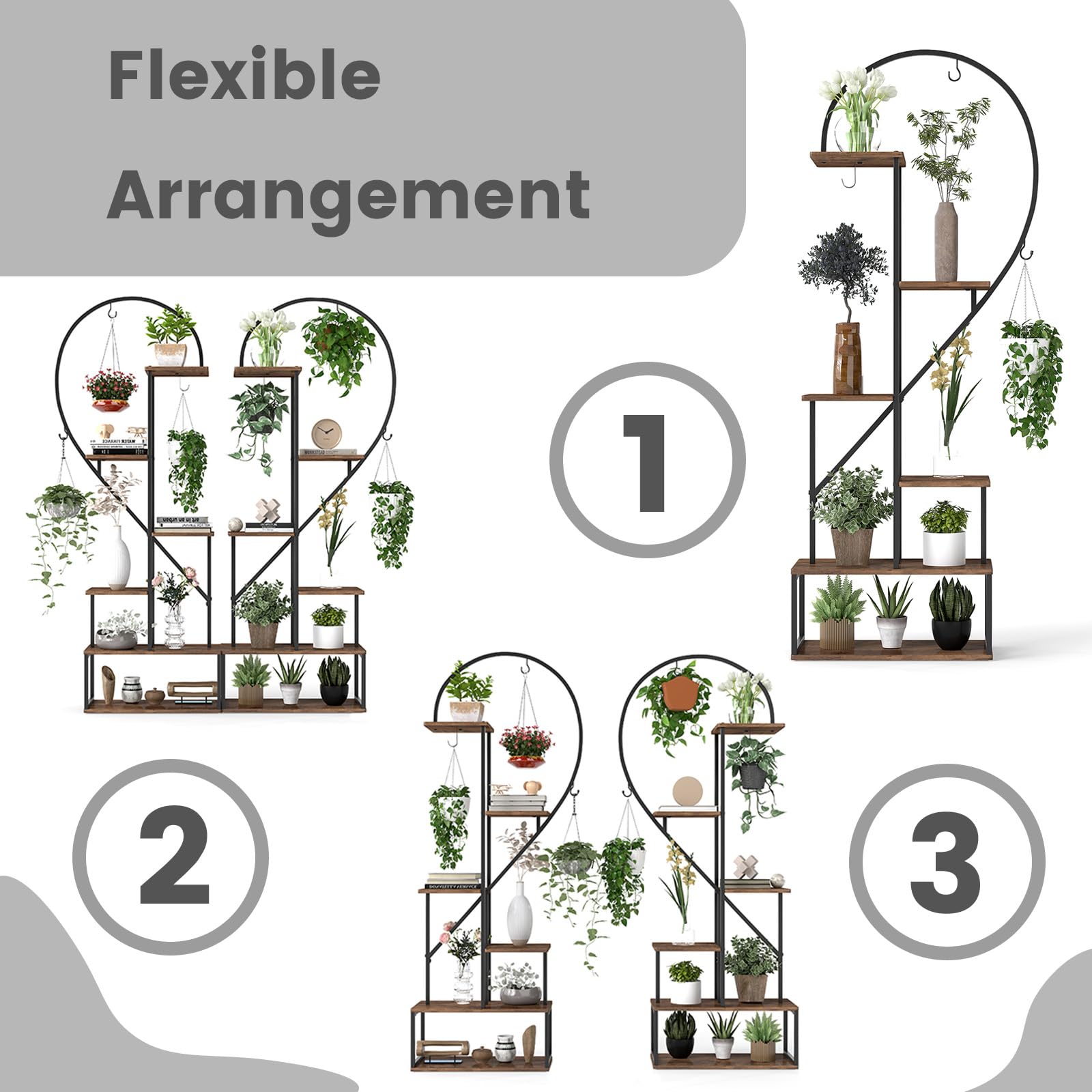 6-Tier Heart-Shaped Metal Plant Stand Set