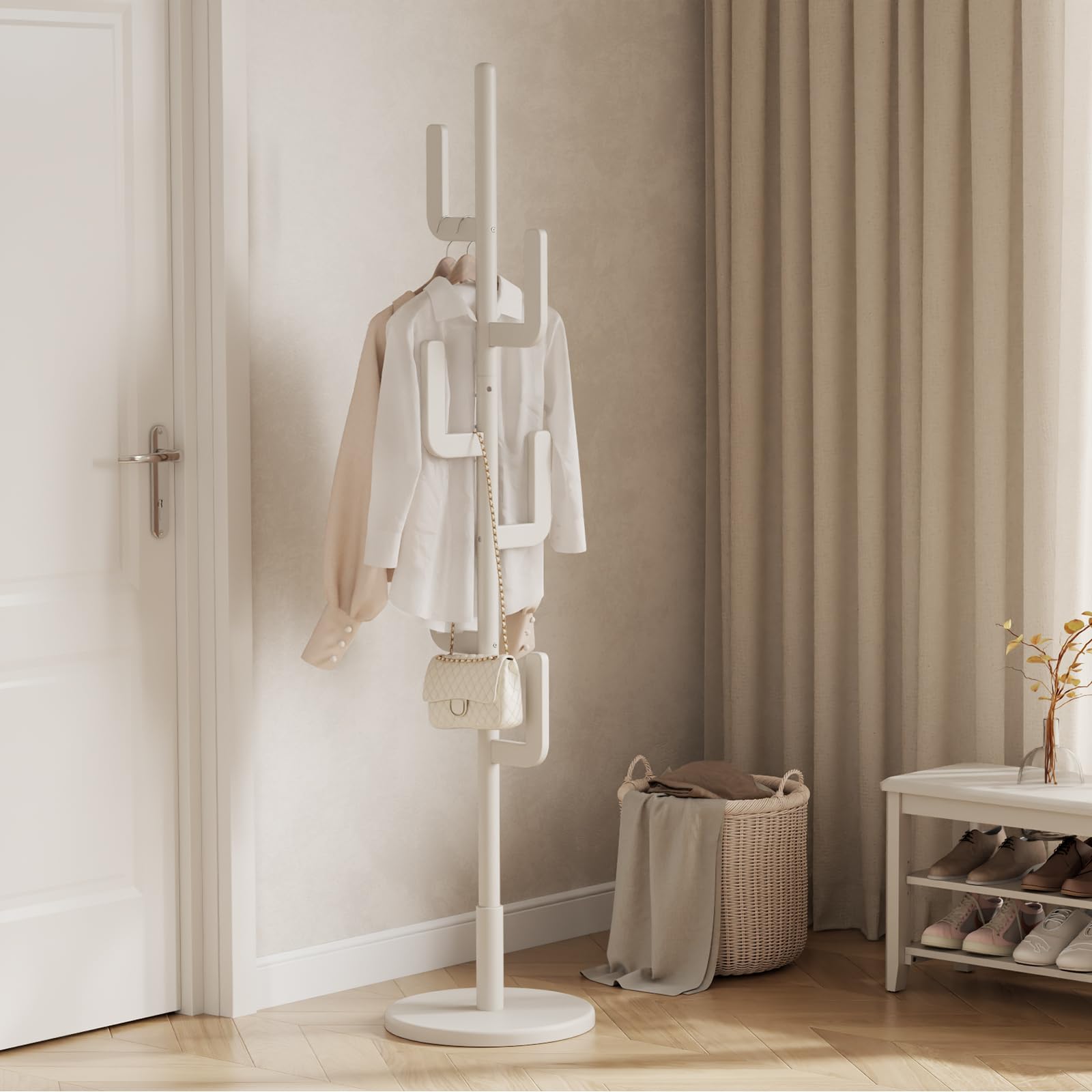 Solid Wood Cactus Coat Rack with 6 Hooks