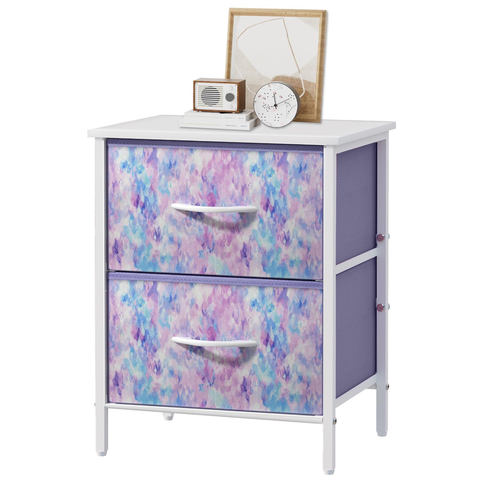 2-Drawer Nightstand with Steel Frame