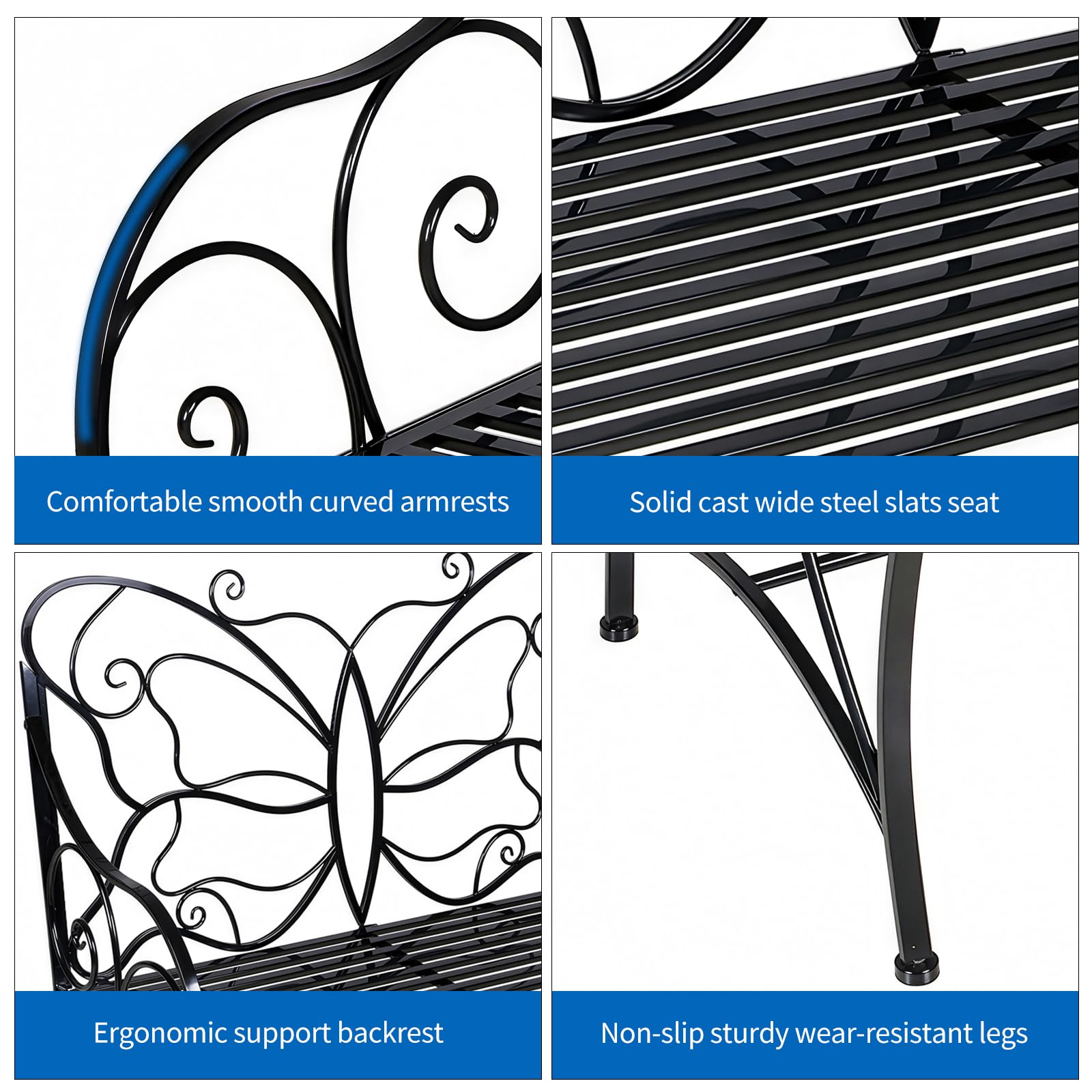 Cast Iron Butterfly Garden Bench
