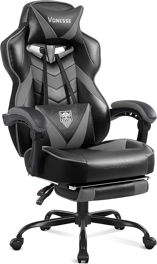 Ergonomic Gaming Chair with Massage and Footrest