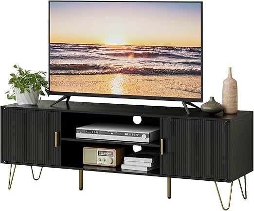 TV Stand for 55-65 Inch TV with Soft Hinge Door and 2 Cabinets