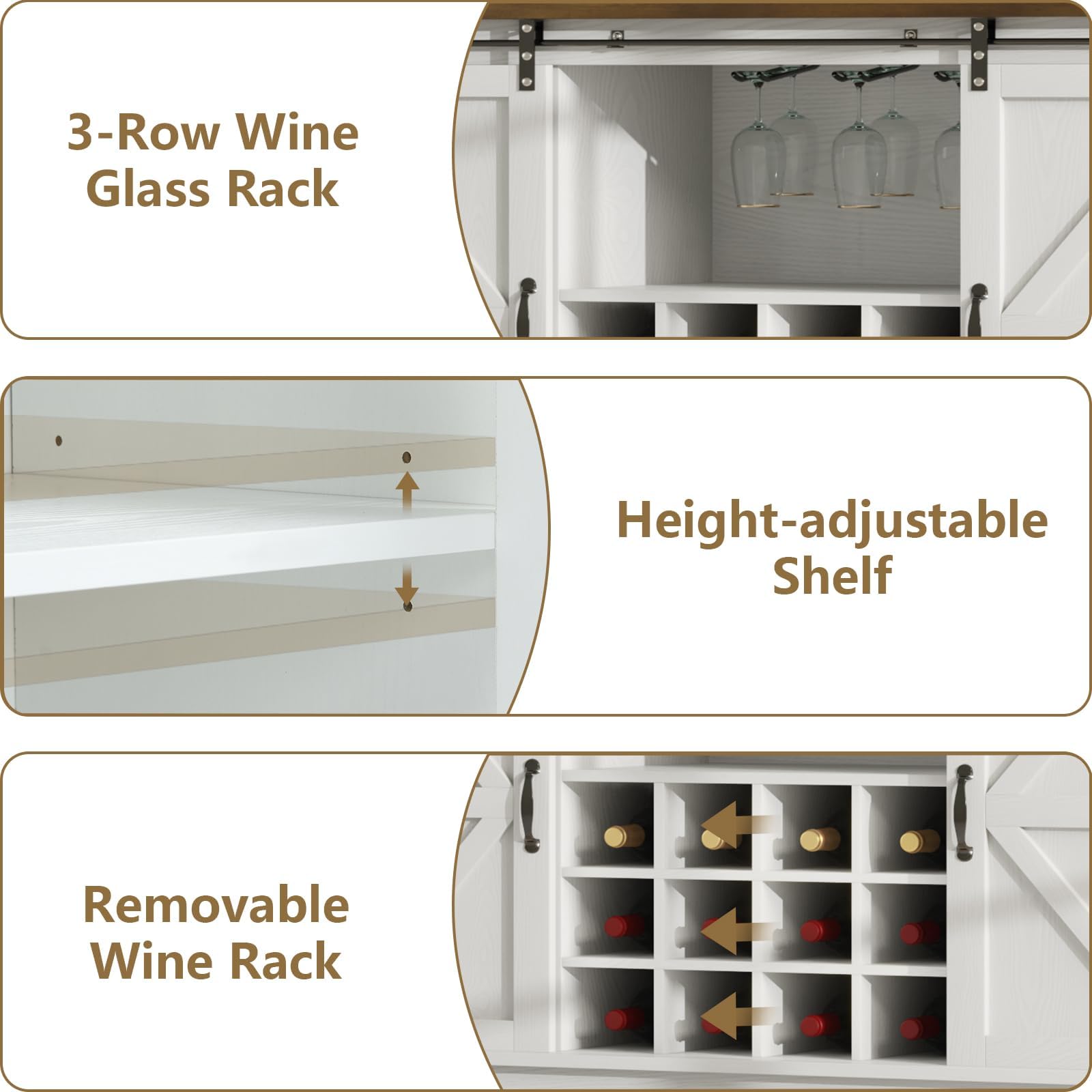 Farmhouse Coffee Bar Cabinet with Wine Storage