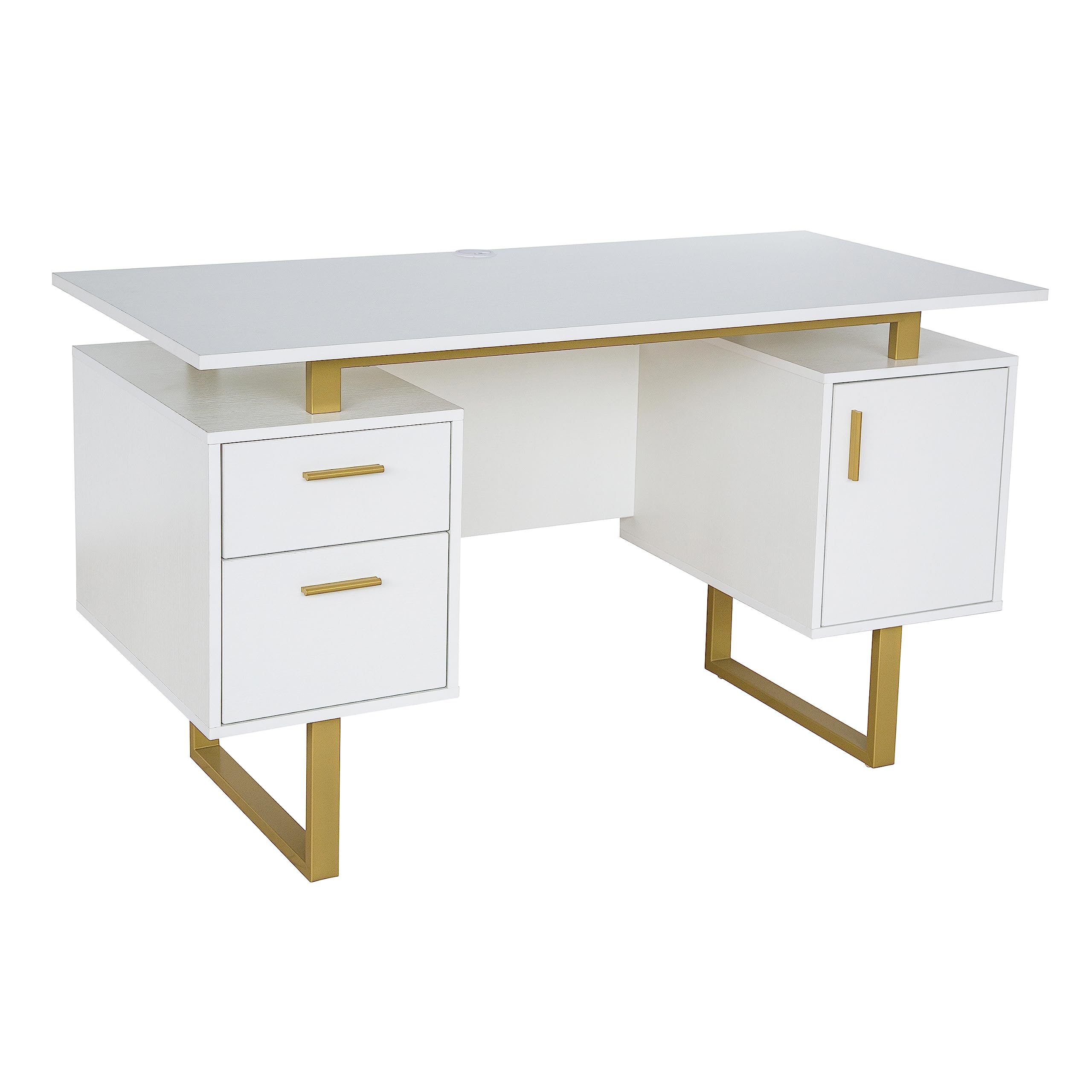51" Office Desk with Storage Drawers and Cabinet