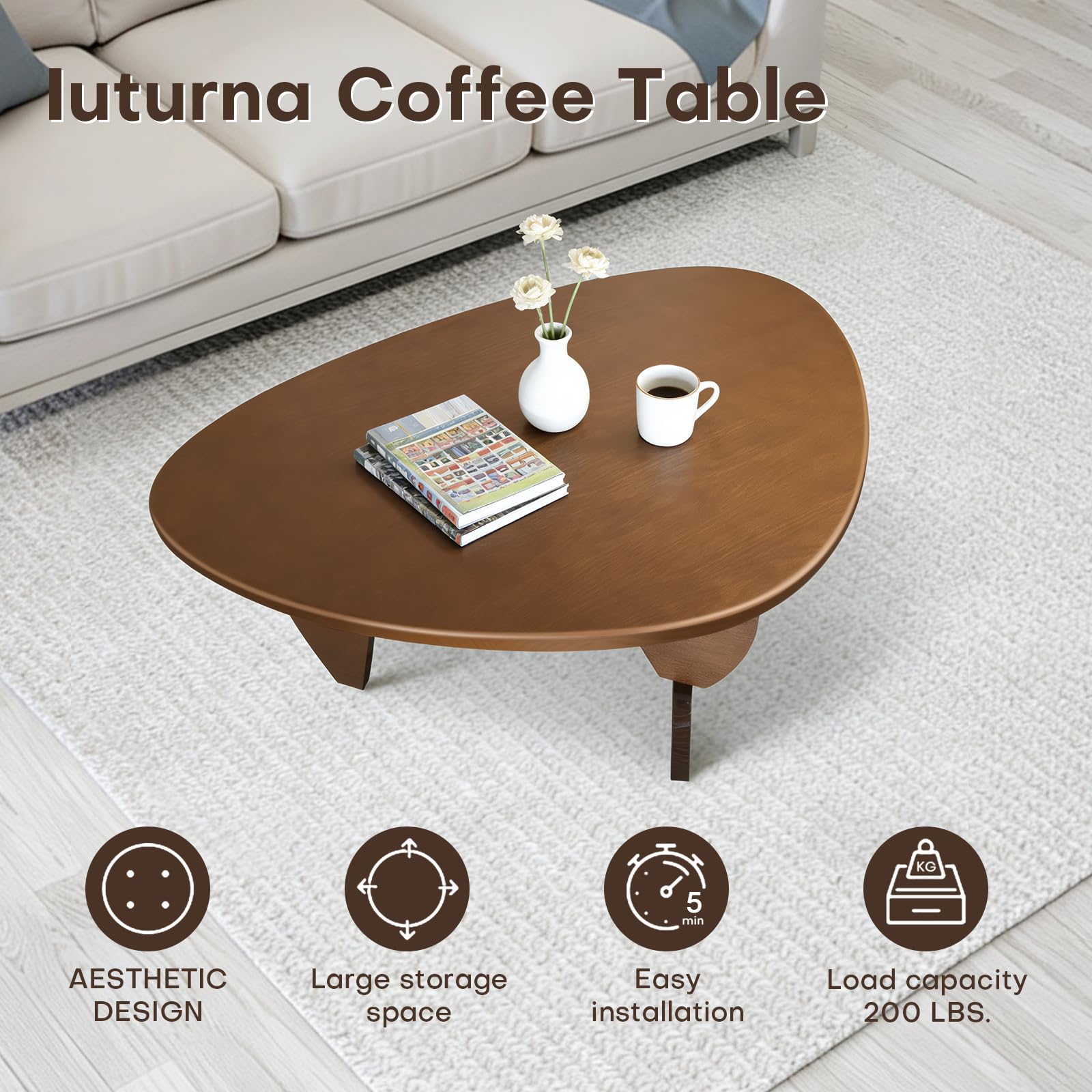 Semicircular Walnut Coffee Table