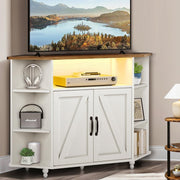 Corner TV Stand with LED Lights and Adjustable Shelves