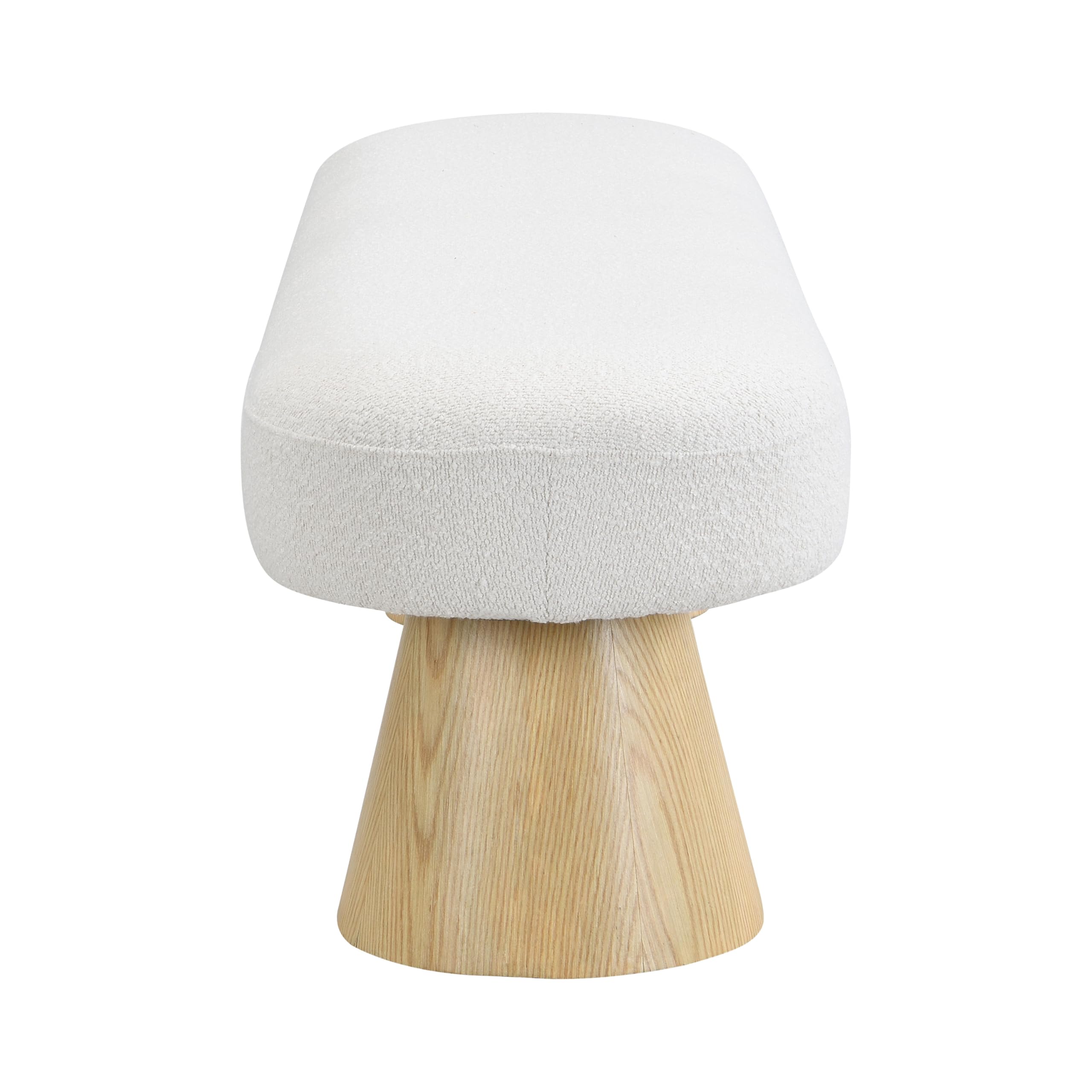 64" Oval Boucle Dining Bench Beige