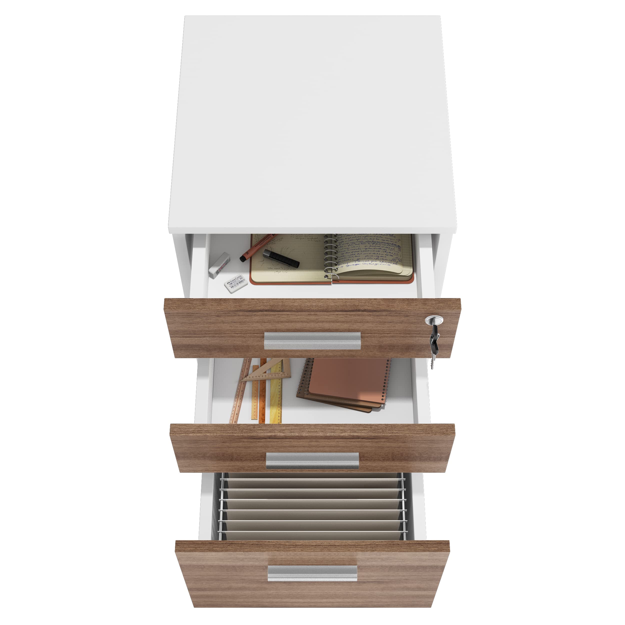 3-Drawer Rolling File Cabinet with Lock