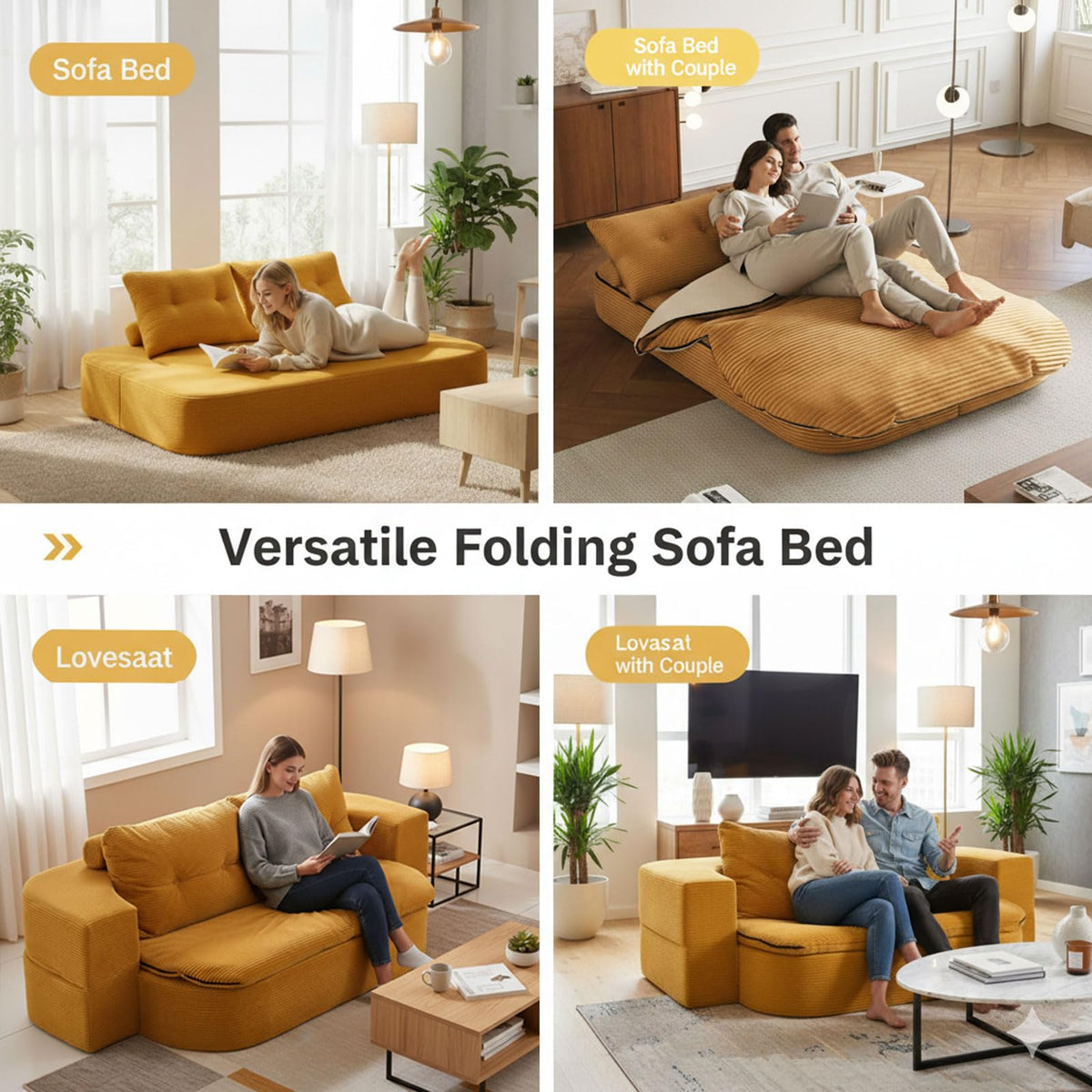 78.7" Convertible Sofa Bed with Corduroy Upholstery