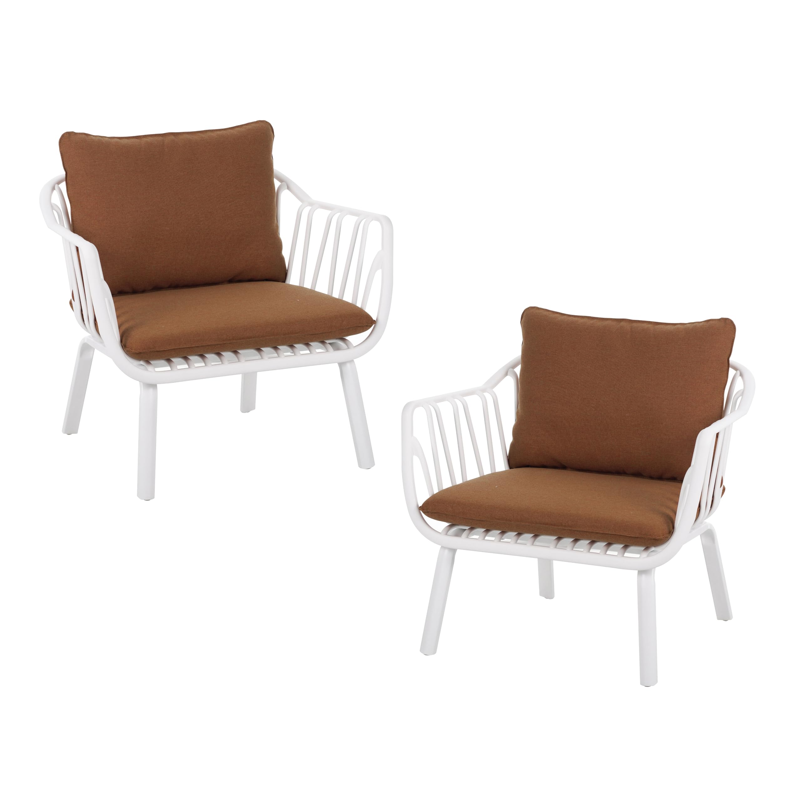 Outdoor Polypropylene Iron Frame Club Chair Set