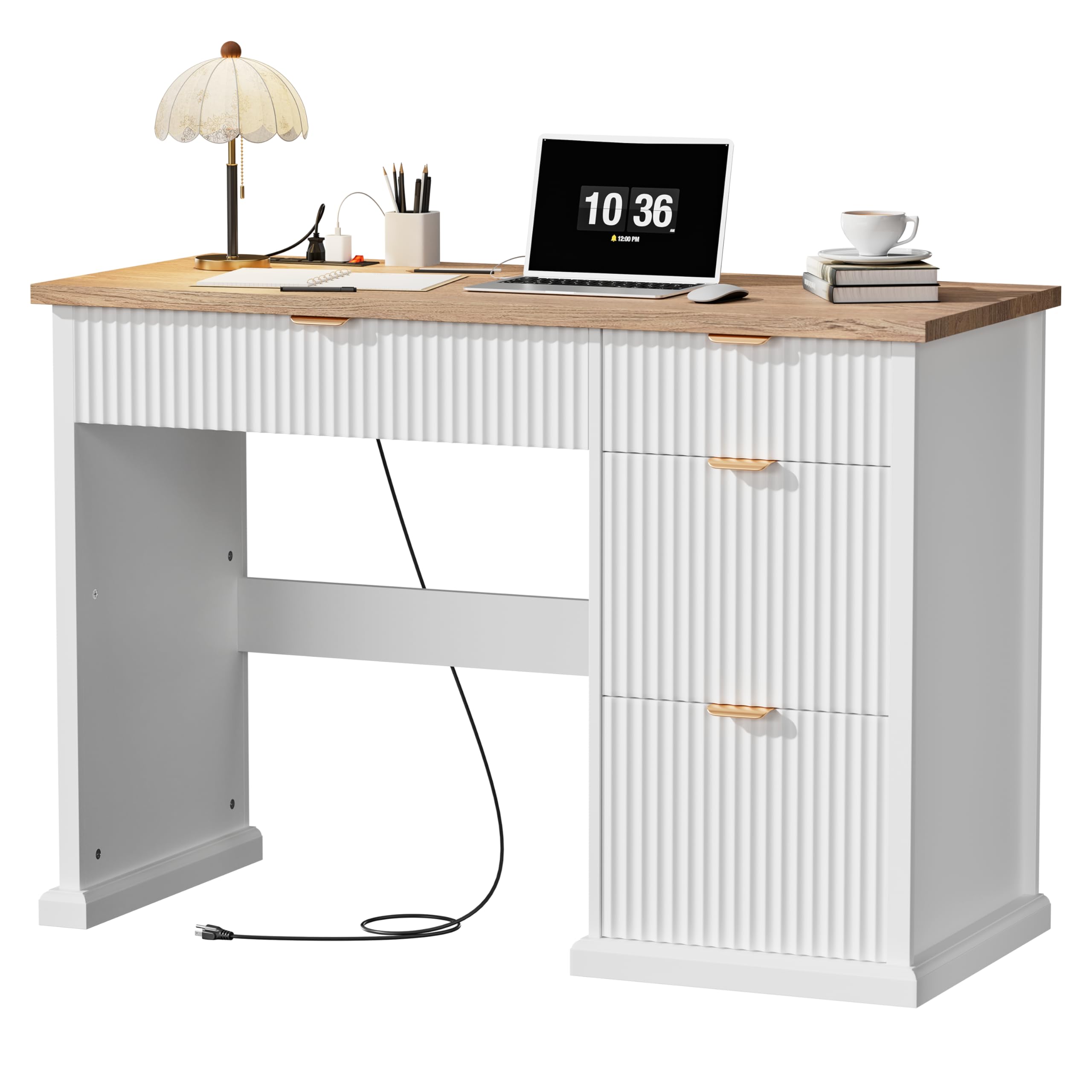 Farmhouse Executive Desk with Charging Station
