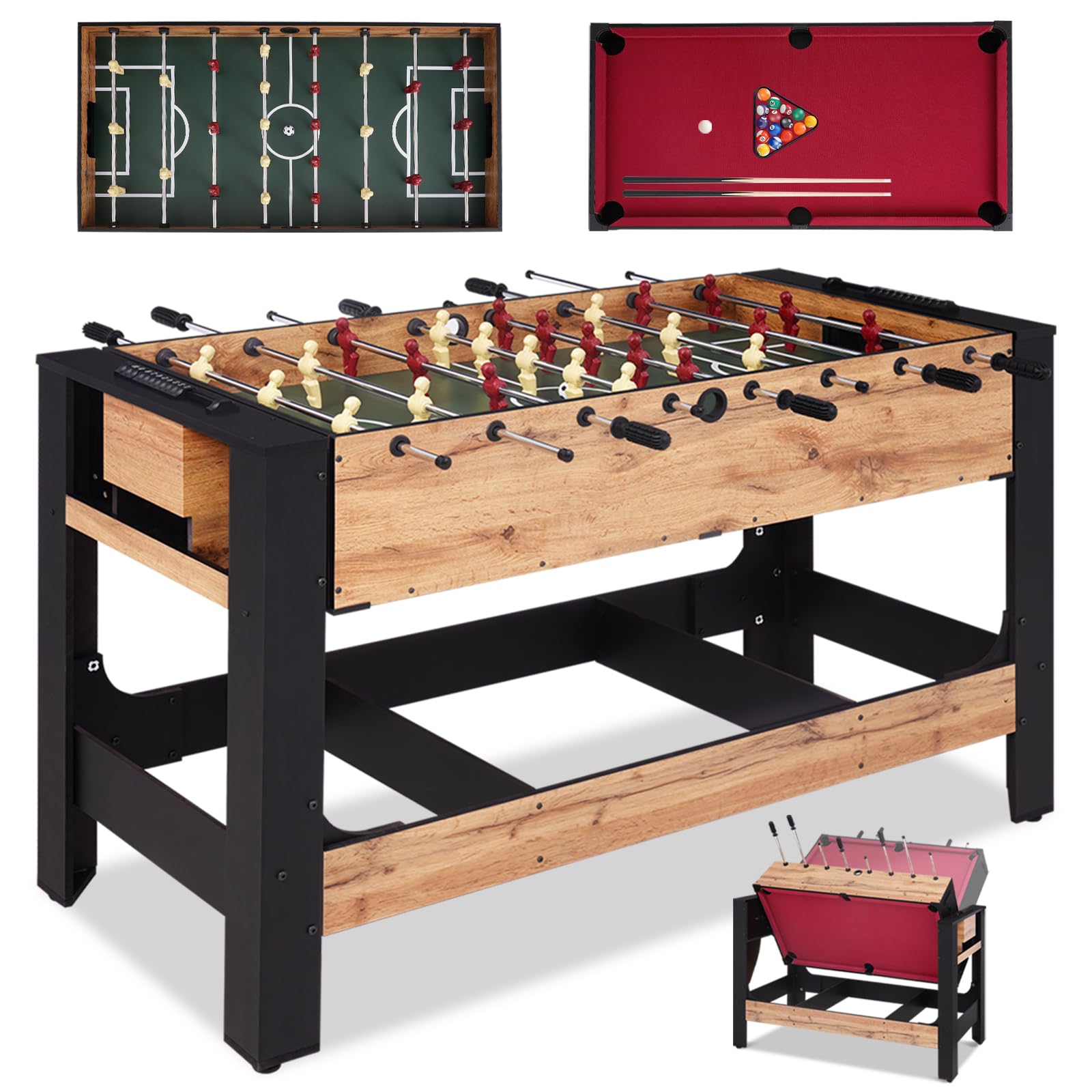 54" 2-in-1 Multi Game Table - Billiards & Foosball Combo